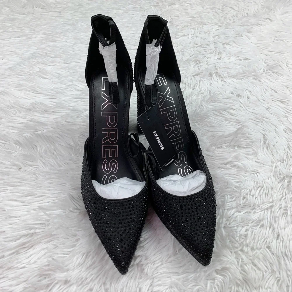 Express Rhinestone Closed Pointed Toe‎ Platform Pumps